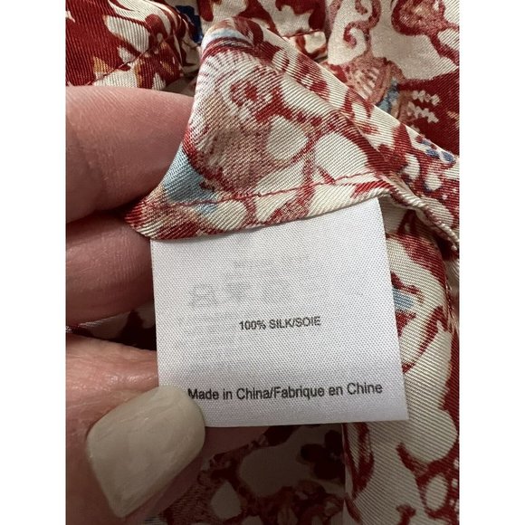 Tory Burch 100% Silk Multicolor Print Button Front Long Sleeve Blouse Size 10 - Picture 7 of 9